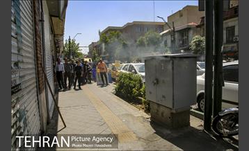 عملیات اطفا حریق در میدان حسن آباد 6