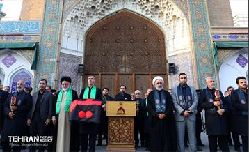 اهتزاز پرچم حرم سیدالشهدا(ع) بر فراز گنبد حرم عبدالعظیم حسنی(ع) 35