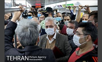 بازدید سخنگوی دولت از طرح استفاده اجباری ماسک در مترو 19