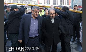 بازدید شهردار تهران از محل آتش‌سوزی ساختمان برق حرارتی وزارت نیرو  5