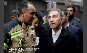بازدید شهردار تهران از محل آتش‌سوزی ساختمان برق حرارتی وزارت نیرو  8