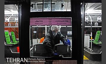 عملیات ضد عفونی کردن اتوبوس های تهران 14