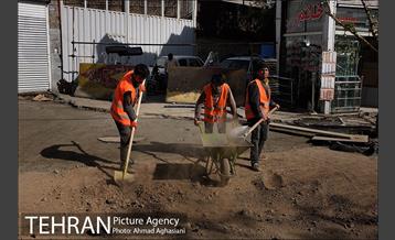 سنگ فرش شدن خیابان پامنار‎  4