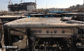 خسارات وارده به اتوبوس‌های شهر تهران 57