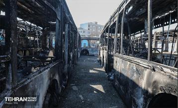 خسارات وارده به اتوبوس‌های شهر تهران 50