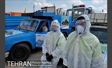 رزمایش ضدعفونی معابر سازمان بسیج شهرداری تهران 24