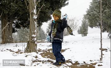 بارش برف زمستانی در بوستان سرخ حصار 13