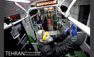عملیات ضد عفونی کردن اتوبوس های تهران 24