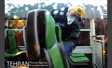 عملیات ضد عفونی کردن اتوبوس های تهران 7