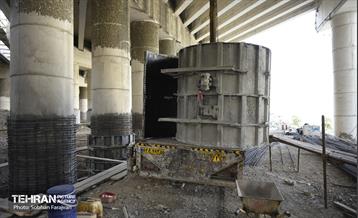 پروژه مقاوم‌سازی پل تقاطع بزرگراه همت و رودخانه کن 20