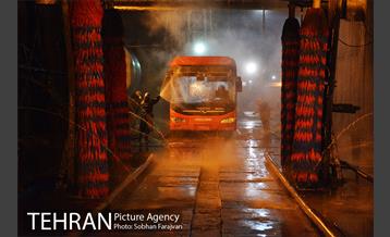 آغاز عملیات ضدعفونی کردن اتوبوس های تهران 17