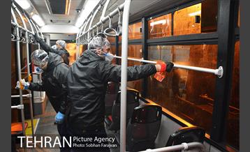 آغاز عملیات ضدعفونی کردن اتوبوس های تهران 9