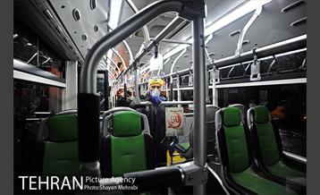 عملیات ضد عفونی کردن اتوبوس های تهران 12