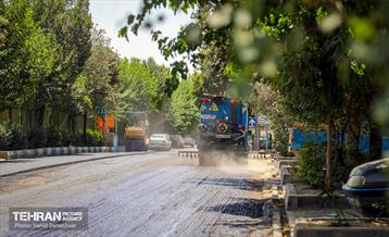 عملیات تراش و روکش مکانیزه آسفالت در سطح منطقه ۱۷
