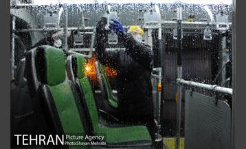 عملیات ضد عفونی کردن اتوبوس های تهران 11