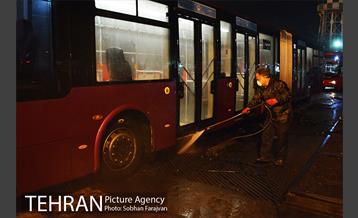 آغاز عملیات ضدعفونی کردن اتوبوس های تهران 5