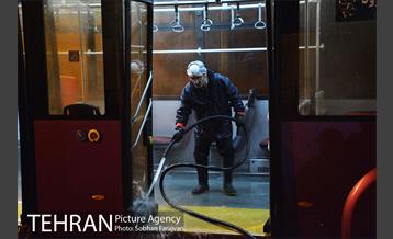 آغاز عملیات ضدعفونی کردن اتوبوس های تهران 4