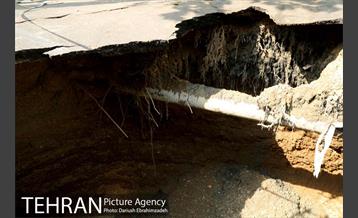 ریزش بخشی از خیابان پیامبر اتوبان ستاری 4