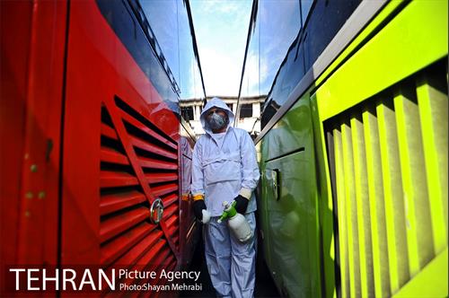 عملیات ضد عفونی کردن اتوبوس های شهری 15