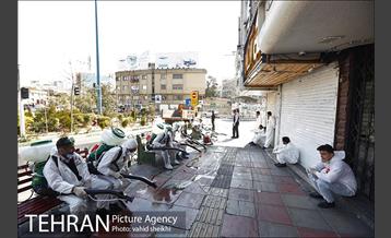 عملیات گسترده ضدعفونی خیابان ولیعصر (عج) توسط آتش نشانان تهران 6