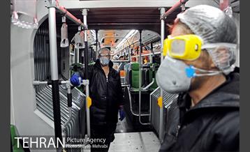 عملیات ضد عفونی کردن اتوبوس های تهران 23