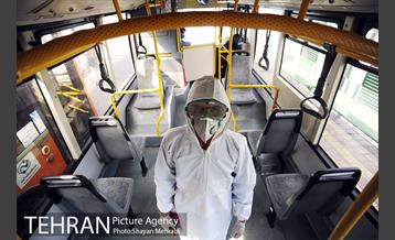 عملیات ضد عفونی کردن اتوبوس های شهری 9