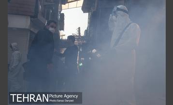 عملیات گندزدایی زدایی و ضدعفونی معابر اصلی و فرعی خیابان ولیعصر‎(عج) 12