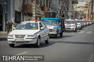 کاروان عزاداری خودرویی شهربانان و معبربانان بسیجی منطقه ۲