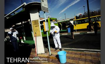 عملیات ضد عفونی کردن اتوبوس های شهری 16
