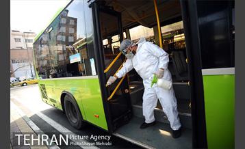 عملیات ضد عفونی کردن اتوبوس های شهری 11