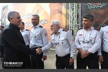 آیین بدرقه خادمین سازمان آتش‌نشانی 15