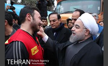 حضور رییس جمهور در محل ریزش ساختمان پلاسکو 13