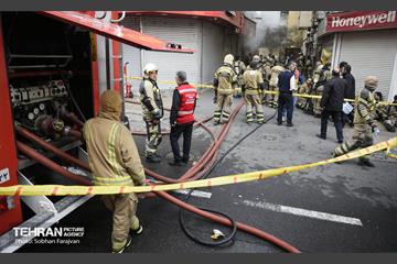 آتش سوزی در خیابان بهار تهران
