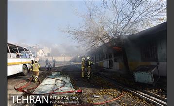 مانور آتش نشانی در شرکت اتوبوسرانی 21