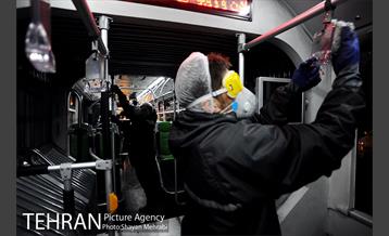 عملیات ضد عفونی کردن اتوبوس های تهران 35