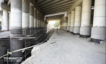 پروژه مقاوم‌سازی پل تقاطع بزرگراه همت و رودخانه کن 7