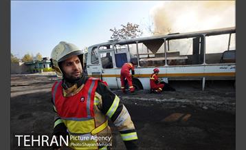 مانور آتش نشانی در شرکت اتوبوسرانی 22