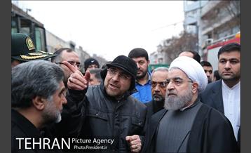 حضور رییس جمهور در محل ریزش ساختمان پلاسکو 7