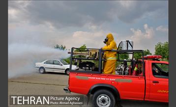 رزمایش ضدعفونی معابر سازمان بسیج شهرداری تهران 8