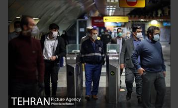 بازدید سخنگوی دولت از طرح استفاده اجباری ماسک در مترو 1